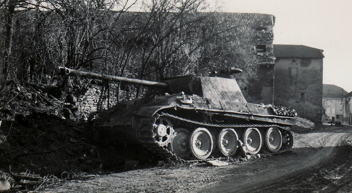 Baccarat France - March 1945 - wrecked German tank
